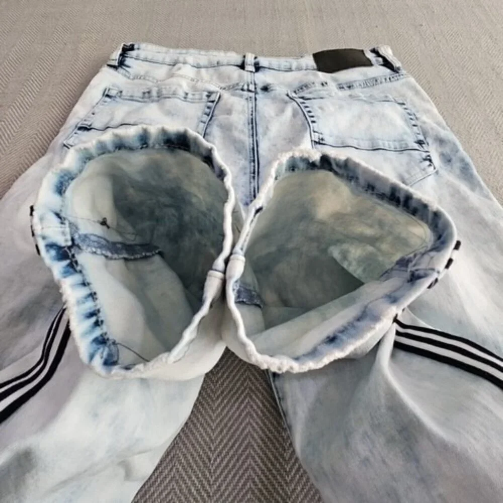 Rue21 Premium Jeans Men's‎ 32x32 Skinny Supreme Flex Distressed Racing Stripe